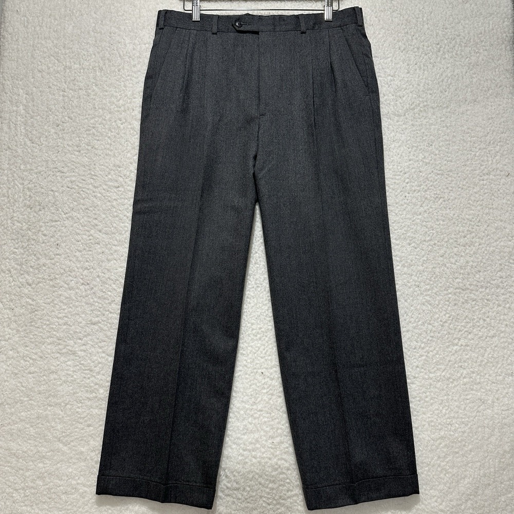 1980s Vintage Burberry Gray‎ Wool Classic Straight Trousers Size 36?